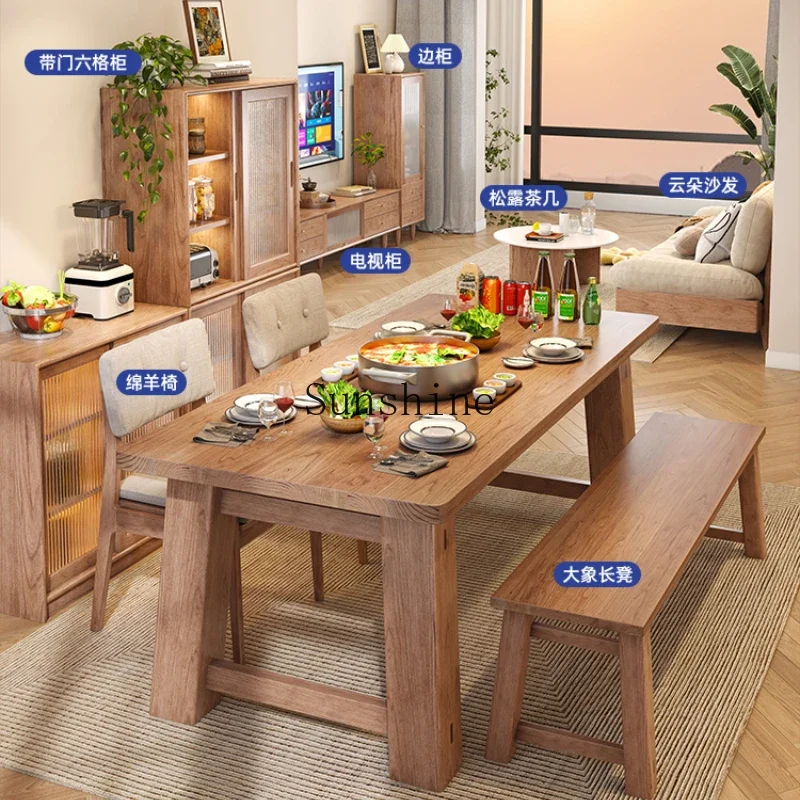 

Solid wood dining table rectangular Japanese high-end furniture Nordic large board table