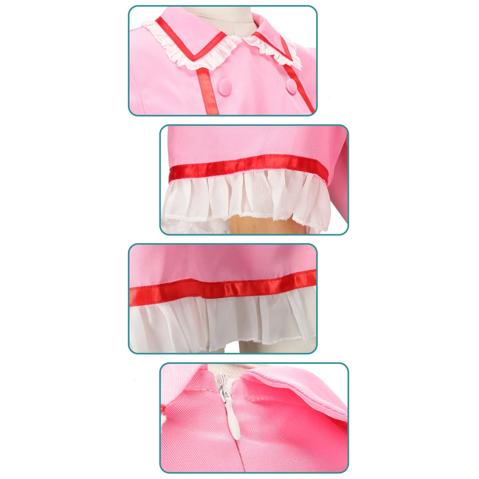 2025 Costume de Cosplay d'infermiera, robe rose pour femmes, tenue d'halloween con chapeau d'infirmiera