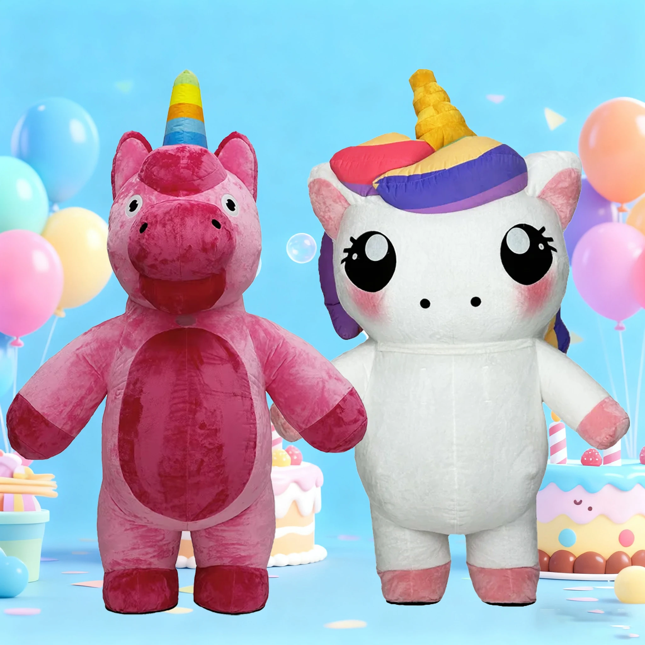 

Надувной костюм единорога с героями мультфильмов, парадный костюм талисмана для взрослых, косплей, комплект для дня рождения, Хэллоуина, вечеринки