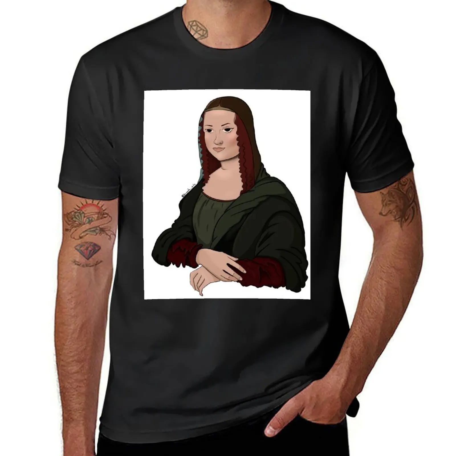 Cartoon Mona Lisa T-Shirt customs design your own blanks t shirts for men pack