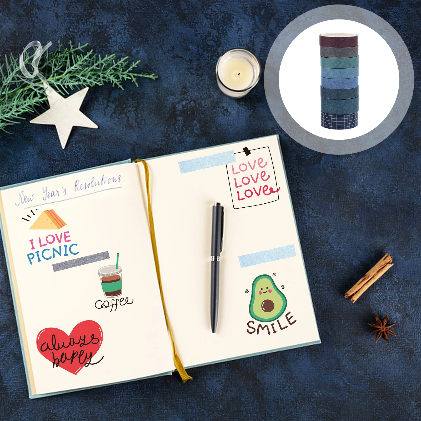 8 Rolls Washi Tape Decorative Simple Style Hand Account DIY Scrapbooking Gift Wrapping Adhesive Paper Tapes DIY Crafts