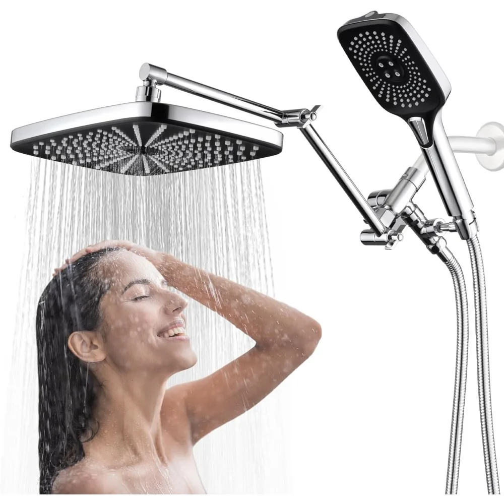 

Shower Head with Handheld, Rain/Rainfall Shower Head Combo High Pressure With 4 Function Handheld shower head, 3-Way Dive