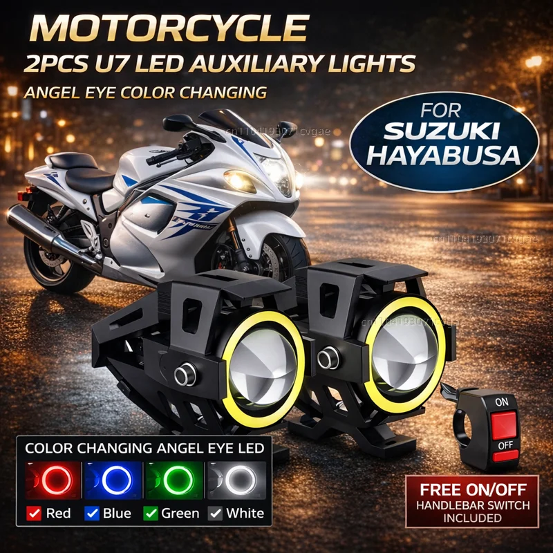 

Waterproof Motorcycle LED Headlight 3000LMW U7 Motorbike LED Driving Fog Spot Light with Switch For SUZUKI HAYABUSA