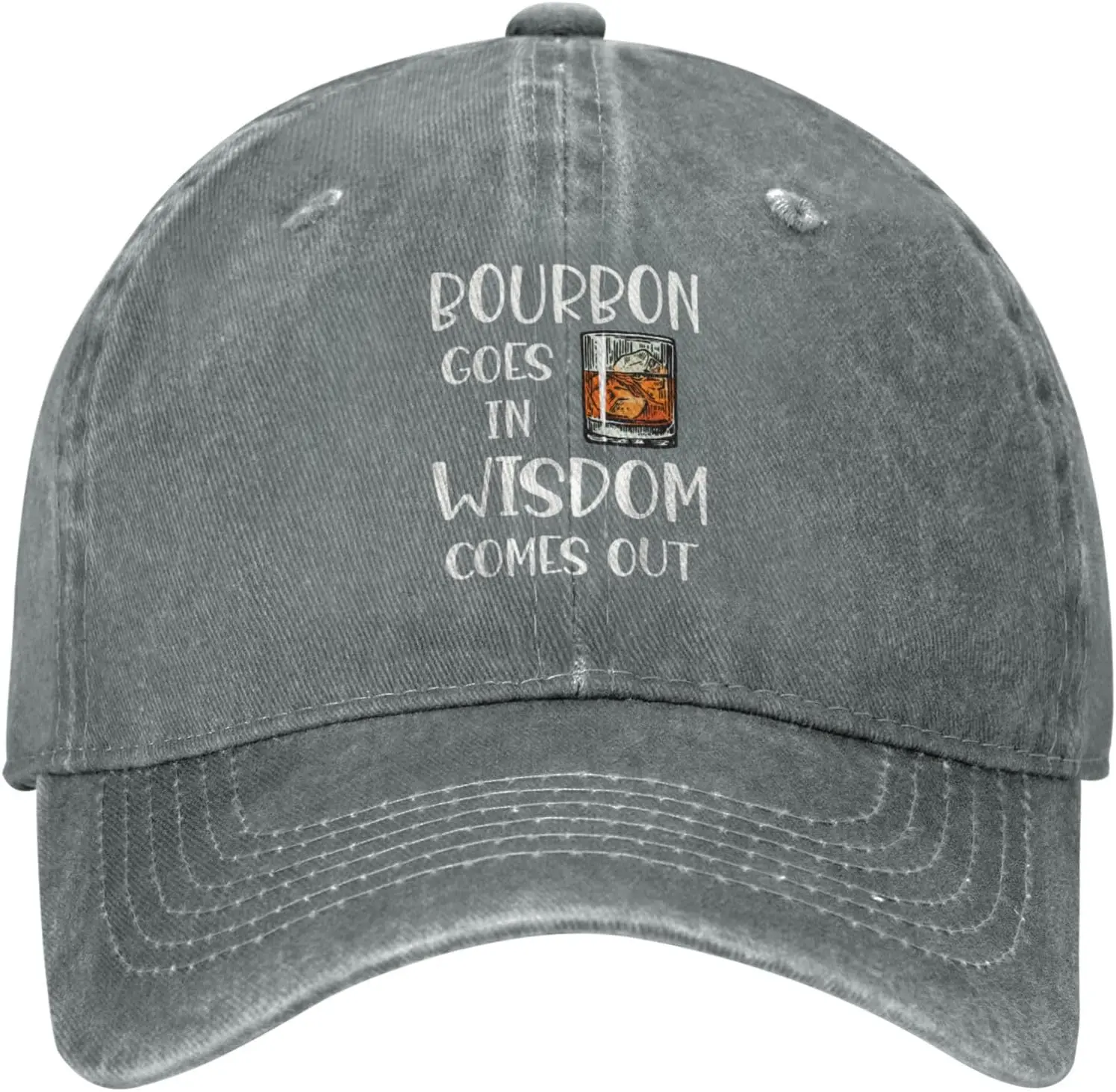 Bourbon Goes in Wisdom Comes Out Hat Funny Drinking Hat Adjustable Cowboy Hats Fashion Baseball Cap Gifts Trucker Hat