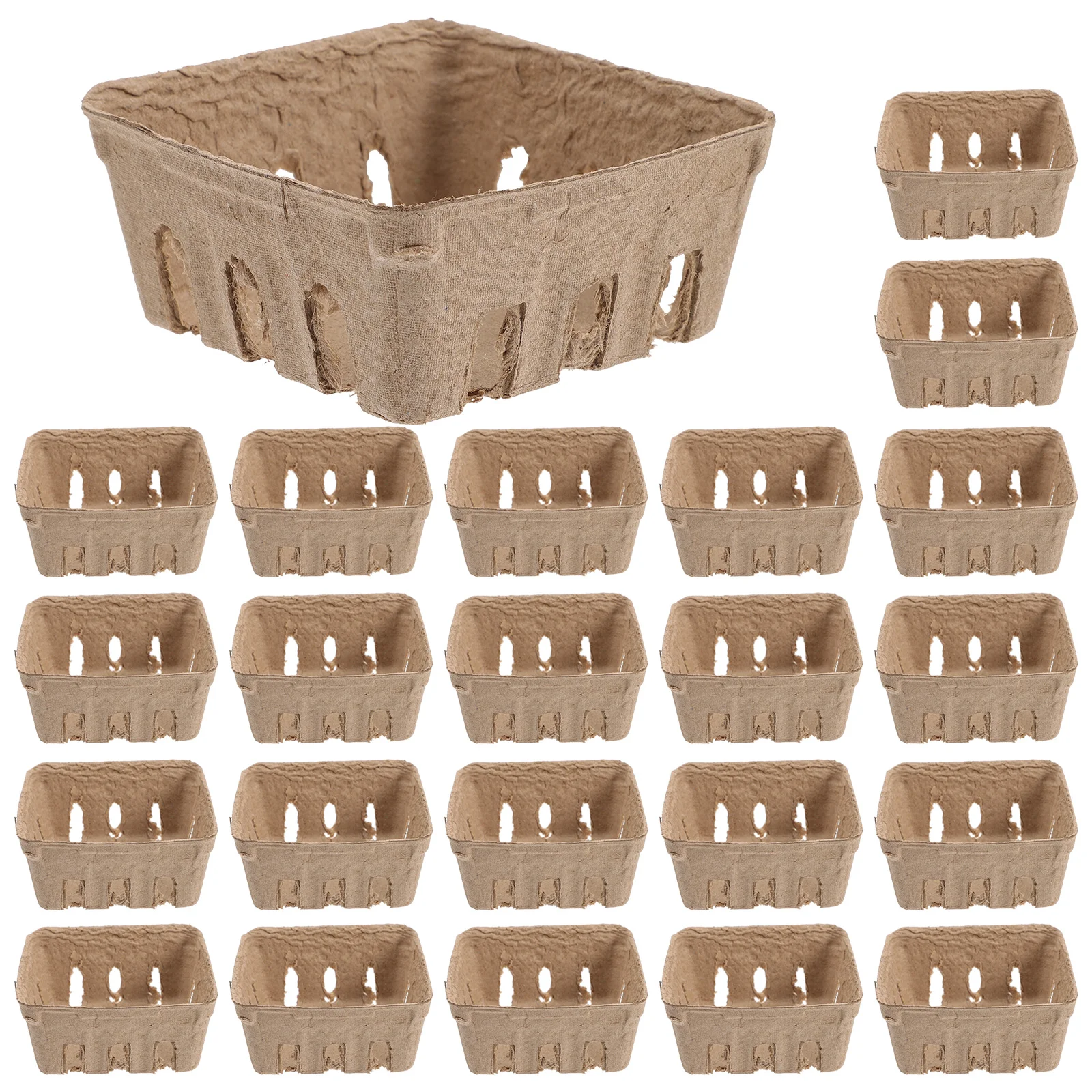 

50 Pcs Paper Pulp Berry Basket Household Fruit Trays Produce Containers Refrigerator Strawberry Vegetable Rustic