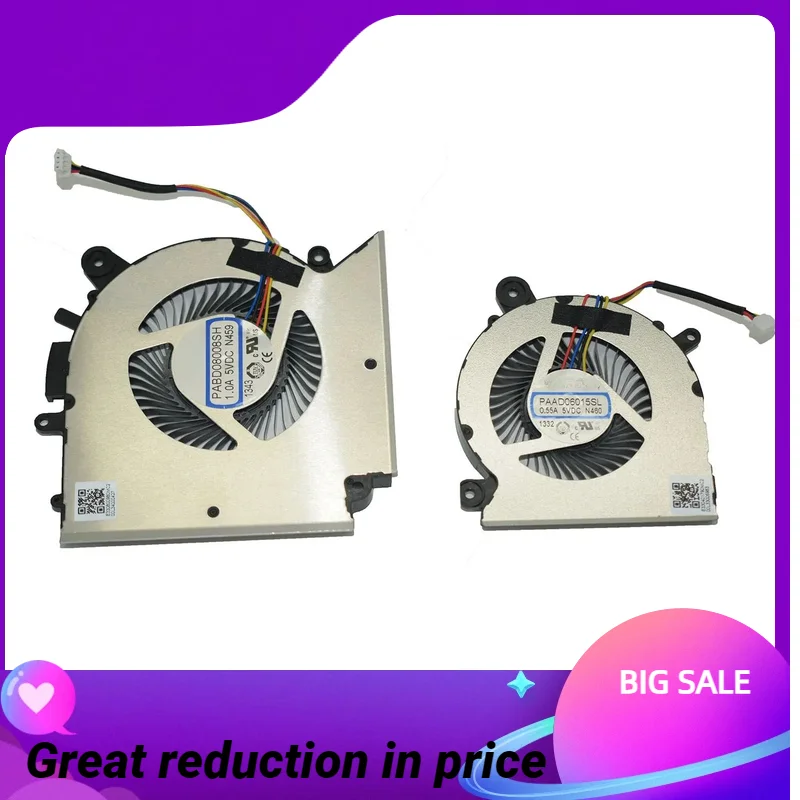 

WYORESY PABD08008SH PAAD06015SL N459 N460 New For GF66 GL66 MS-1581 CPU GPU COOLING FAN DC5V 0.55A 1.0A