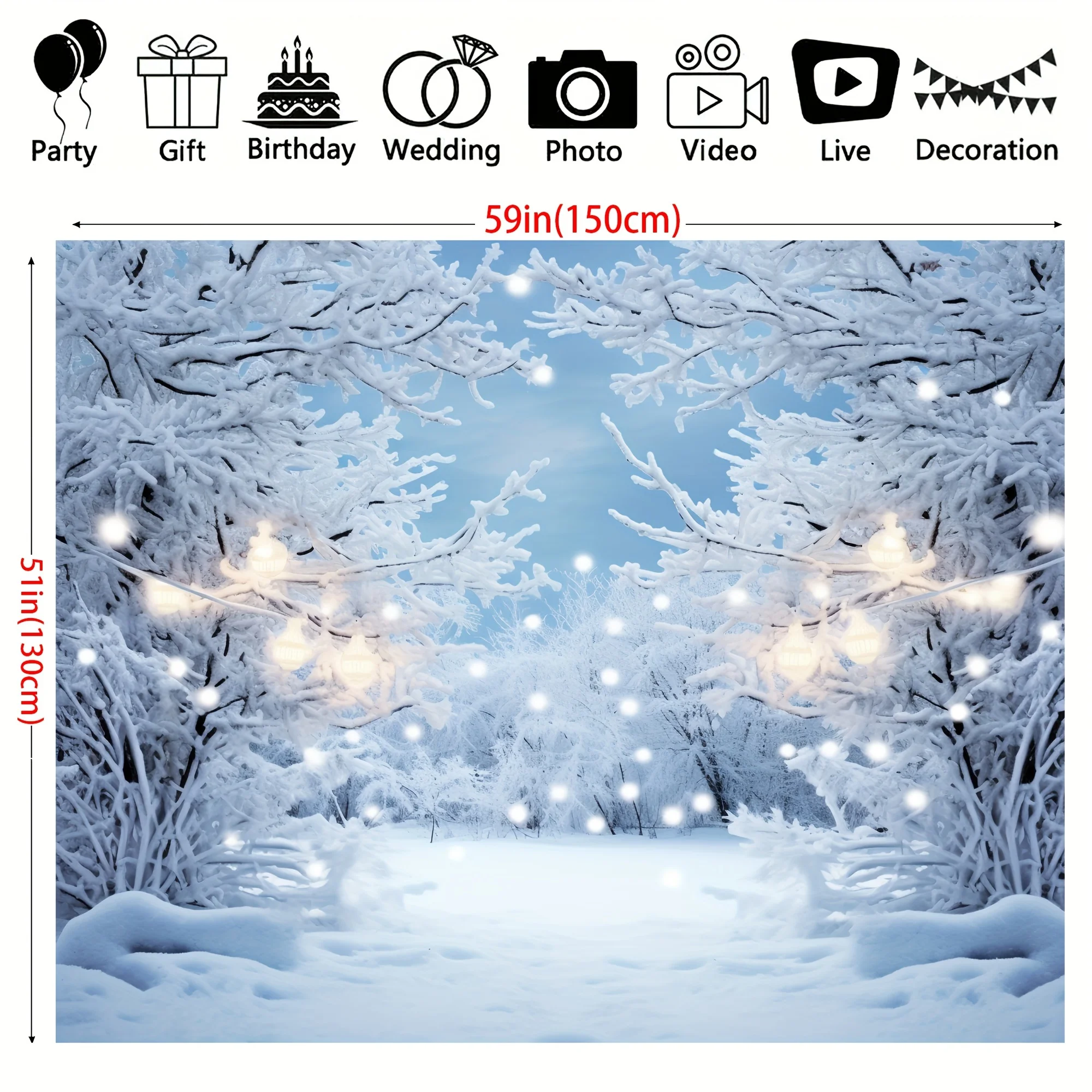 Winter scene Background Wonderland Snowflake Photography Background Snow Forest Christmas, party decoration supplies