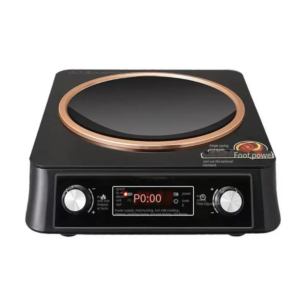 5000W High Power Smart Electric Induction Cooker 36 Stainless Steel Wok Household Stir-Fry Knob Touch Screen Display