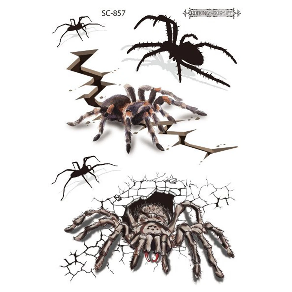 

Мужской 3D паук, рука, перенос воды, запястье, нога, паук, татуировка на Хэллоуин, боди-арт, Хэллоуин, поддельная татуировка, временная татуировка, наклейка