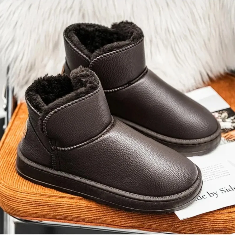 

Waterproof Thickened Fleece-Lined Men's Winter Boots High-Top Cotton Shoes Women's Integrated Short Cotton Boots Rubber Insole