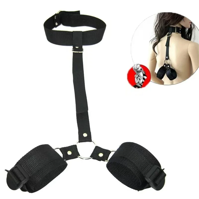 Sex Handcuffs with Neck Collar BDSM Bondage Set Two Handed Restraints Sex Toys for Sex Games Fetish Erotic Accessories for Women