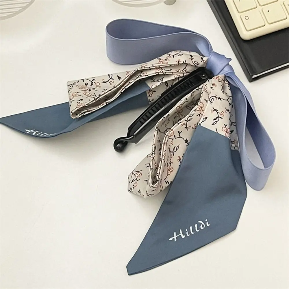 

Silk Scarf Bow Banana Clip Elegant Hairpin Korean Style Bowknot Hair Clip Headwear Ribbon Vertical Clip Girls