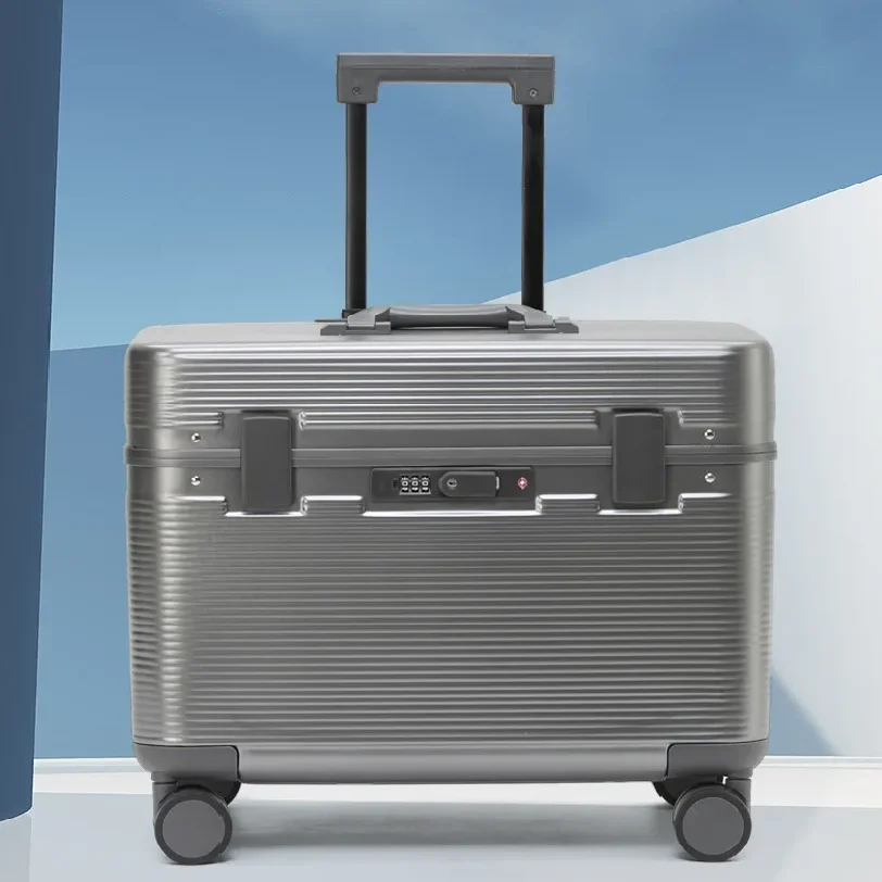 Bunnyfly Captain's Travel Case Small Aluminum Frame Photography Trolley 18 Inch Horizontal 22 Inch Luggage with Flip up Design