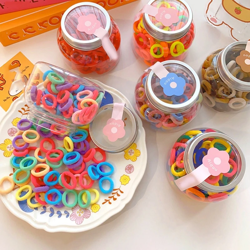 

120Pcs/set Girls Colourful Rubber Band Kids Cute Hair Ties Headband Children Ponytail Holder Bands Children Hair Accessories