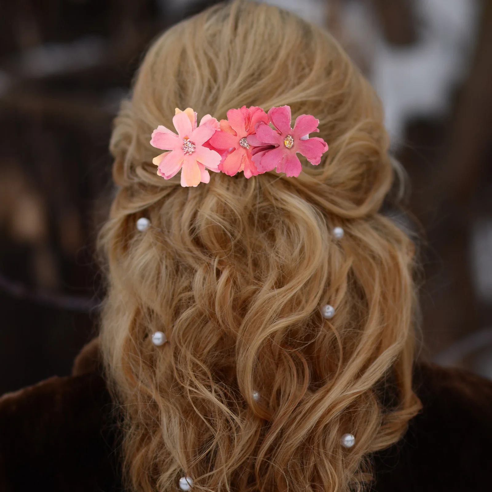 2 Pcs Hair Pin Small Clips Girls Accessories for Women Cloth Floral Bride Womens Hairpin