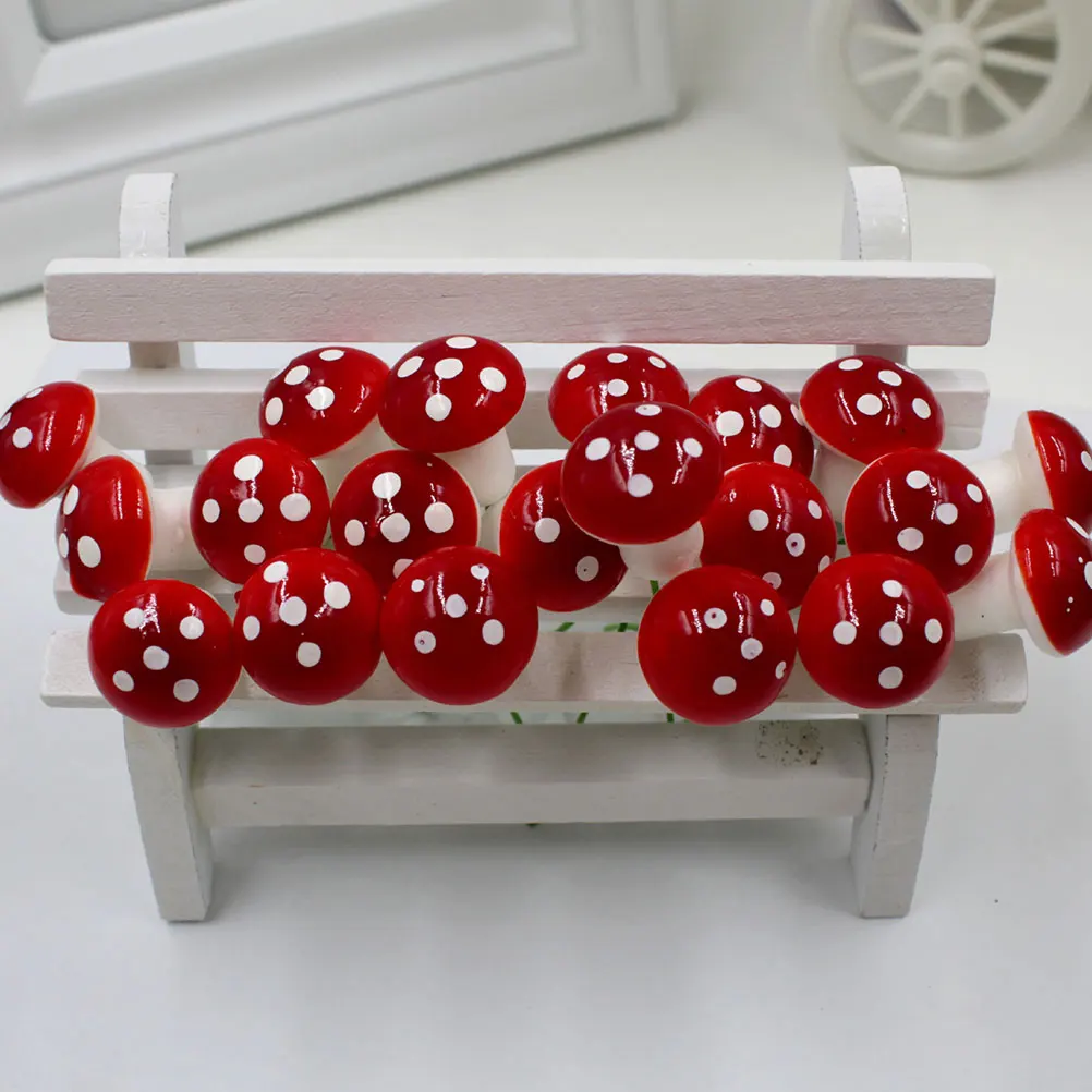 

100 Pcs Miniature Mushroom Decor Plant Accessory Resin Craft Mini Mushrooms Red Color Durable Long Term Use Garden Statue