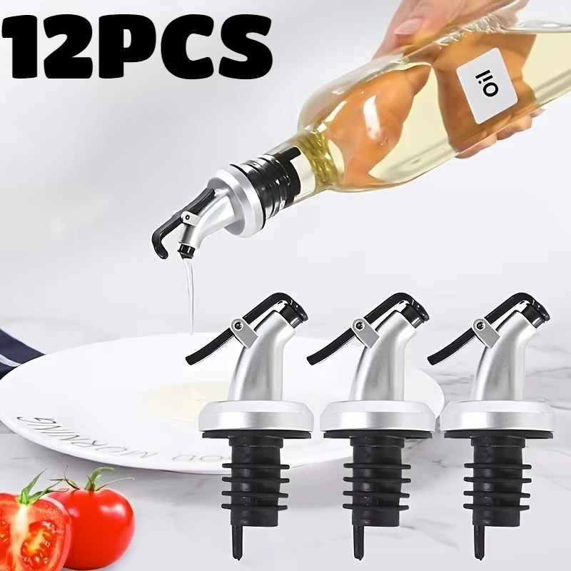Tapón de botella de aceite, boquilla de botella de aceite de sellado controlable, condimento, salsa de soja, botellas de vinagre, tapones bucales sin fugas de aceite, 3 uds.