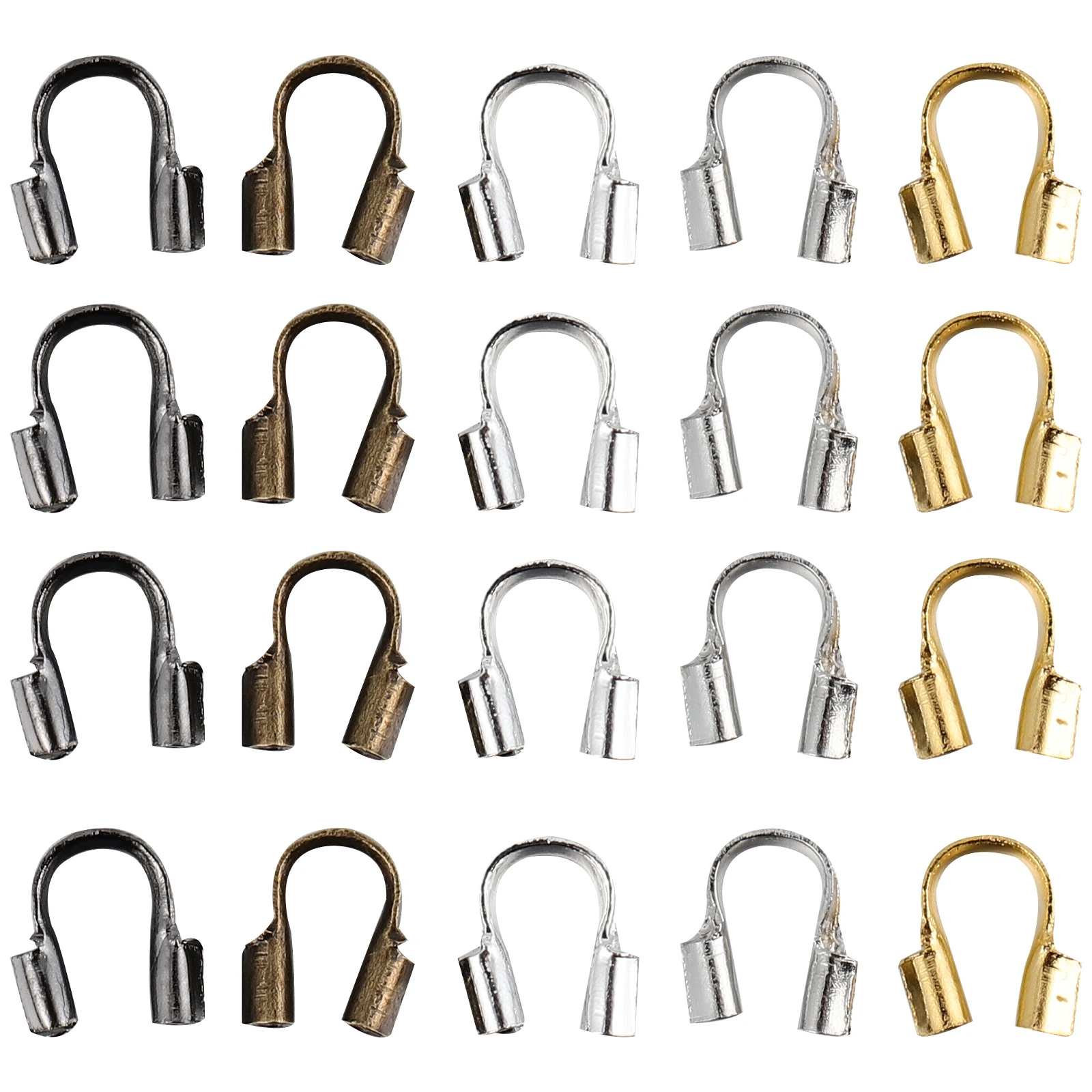 

500 Pcs U-shaped Tail Buckle Wire Jewelry Making Crimping Buckles Ends for Bracelets Knots Irregular Connectors Small Ribbon