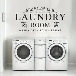 1Pc English Laundry Room Text Wall Stickers Home Decor Accessories Living Room Bedroom Decoration Wall Decals