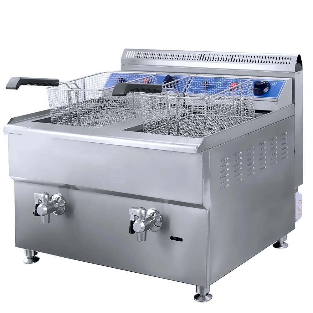 Commercial Multifunctional 2-Tank 2-Basket Gas Fryer,Industrial Deep Fryer,chicken Fryer Machine.