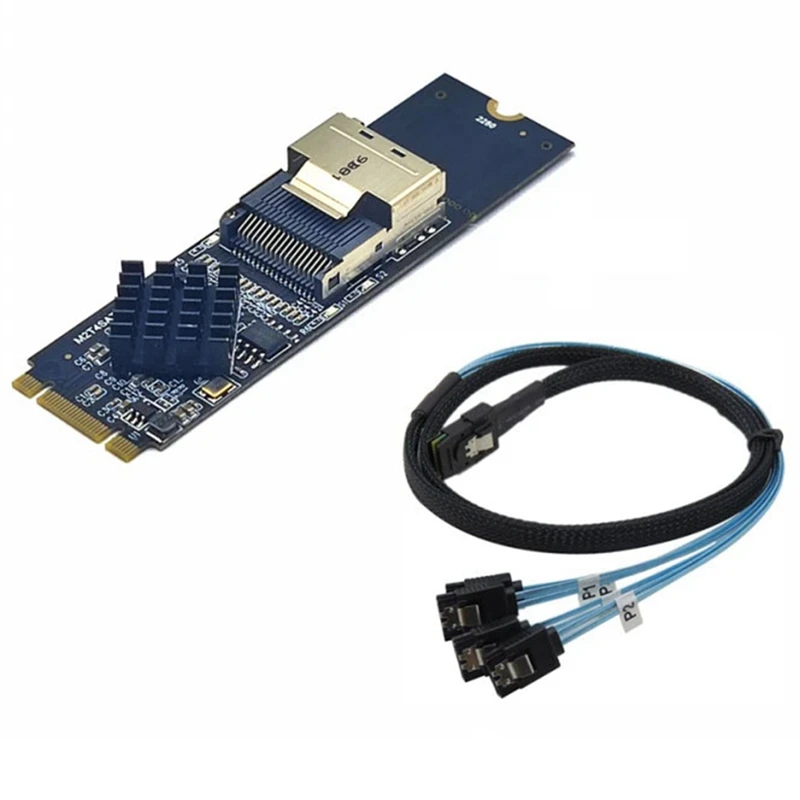 M.2 NVME To Mini SAS SFF-8087 Expansion Card Support 4 Port SATA3.0 6Gbps HDD SSD SATA Controller SFF8087 To M2 NVME Durable