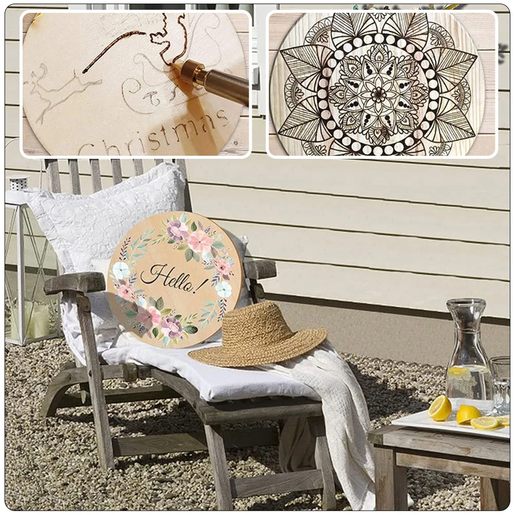 

4 Sets Diy Wooden Cutout Boards Unfinished Craft Painting Discs Christmas Decorations Blank Wood Slices Hanging Plaque Ornament