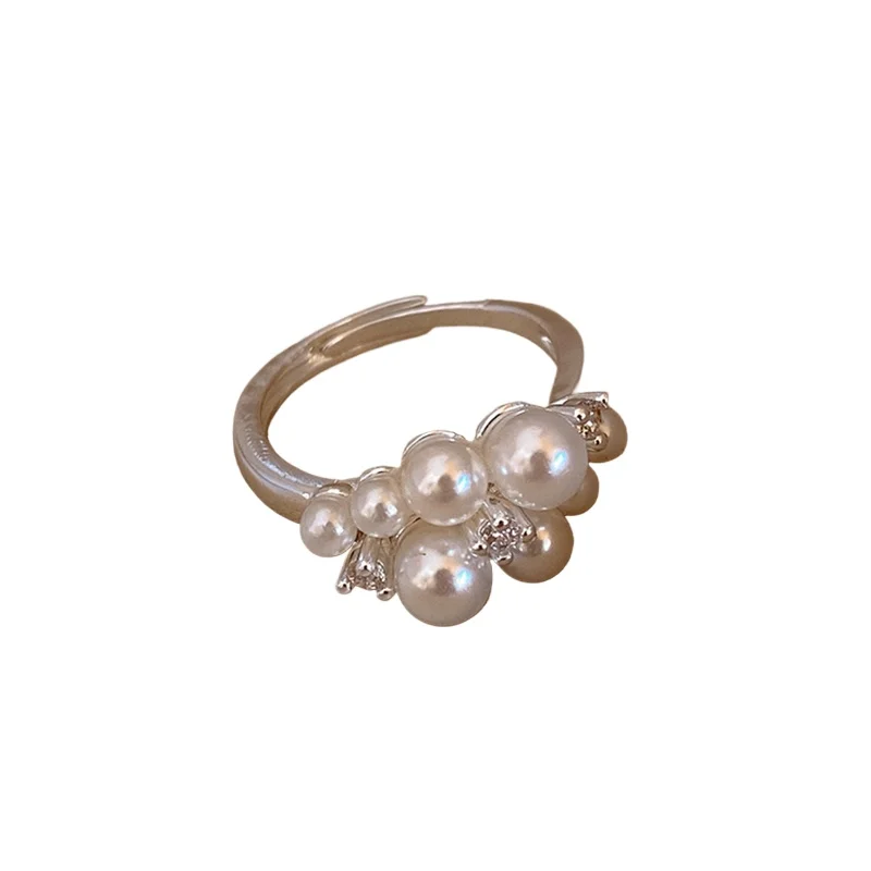 

French artificial pearl ring niche design fashion personality index finger ring light luxury ring