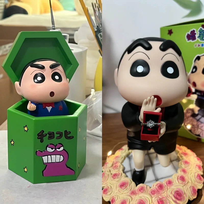 Hot Crayon Shin Chan Pajama Anime Kawaii Model Doll Toys Figures Q Version Car Figure Handmade Model Ornament Christmas Gifts