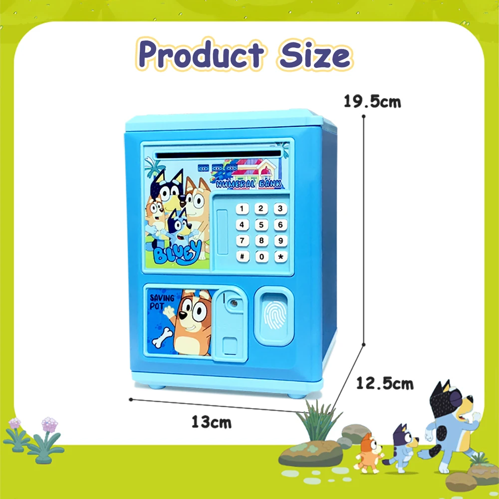 Bluey Bingo-cerradura de código electrónico para niños, hucha, caja de monedas, rollo automático de dinero en efectivo, caja fuerte pequeña, juguetes para niños y niñas, regalo