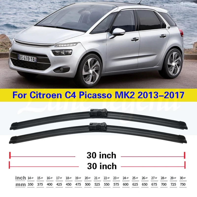 Wiper Front & Rear Wiper Blades Set For Citroen C4 Picasso 2 2013 2014 2015 2016 2017 Windshield Windscreen 30\