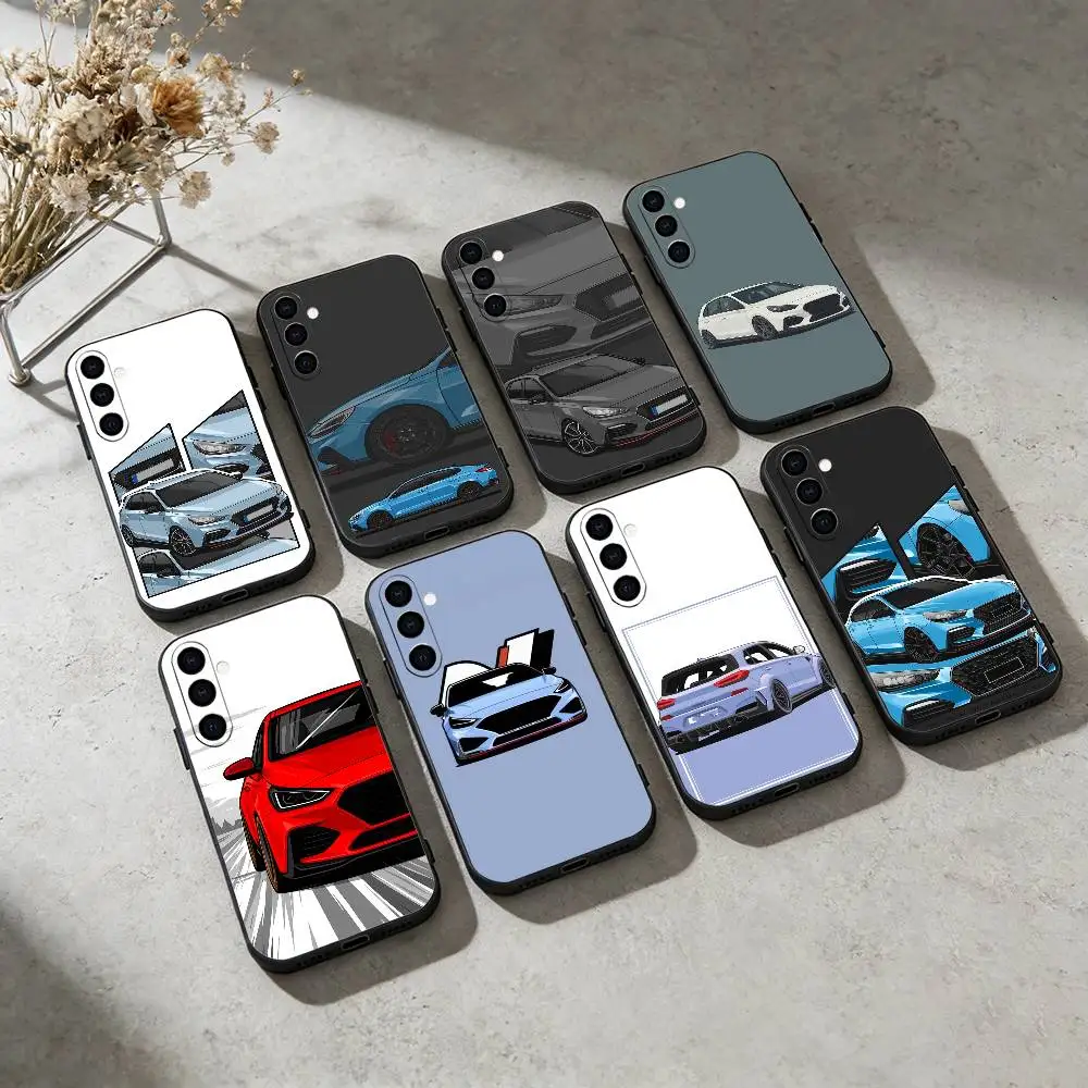 

I30N Blue Cars Phone Case For Samsung GalaxyA13,21s,22,31,32,52,53,71,72,73,Soft Black Cover