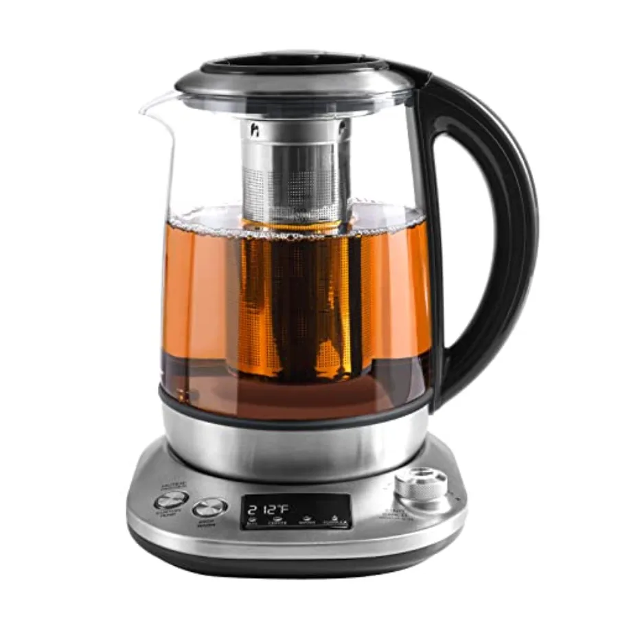 

Electric Tea Kettle with Removable Infuser 9 Preset Brewing Programs Temperature Control 2 Hours Keep Warm Borosilicate Glass 1