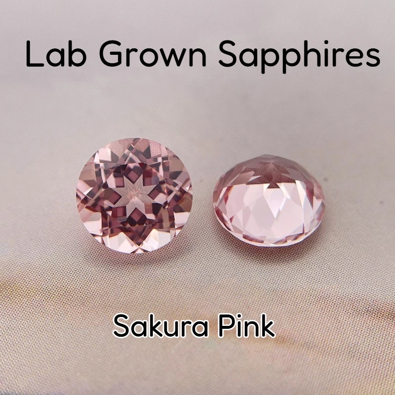 Lab Grown Colorful Sapphires Sakura Pink Round Cut Gems for Jewelry Setting&Custom Design Selectable Certificate