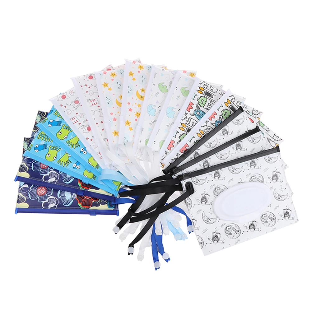 

1PC Fashion with Snap Strap Reusable Wipes Container Wet Wipes Bag Cleaning Wipes Case Wet Wipes Box