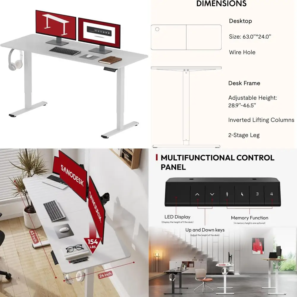 Regulowane pod wysokość biurko stojące 160x61 cm do domowego biura, ergonomiczna stacja pracy do pracy siedząco-stojącej