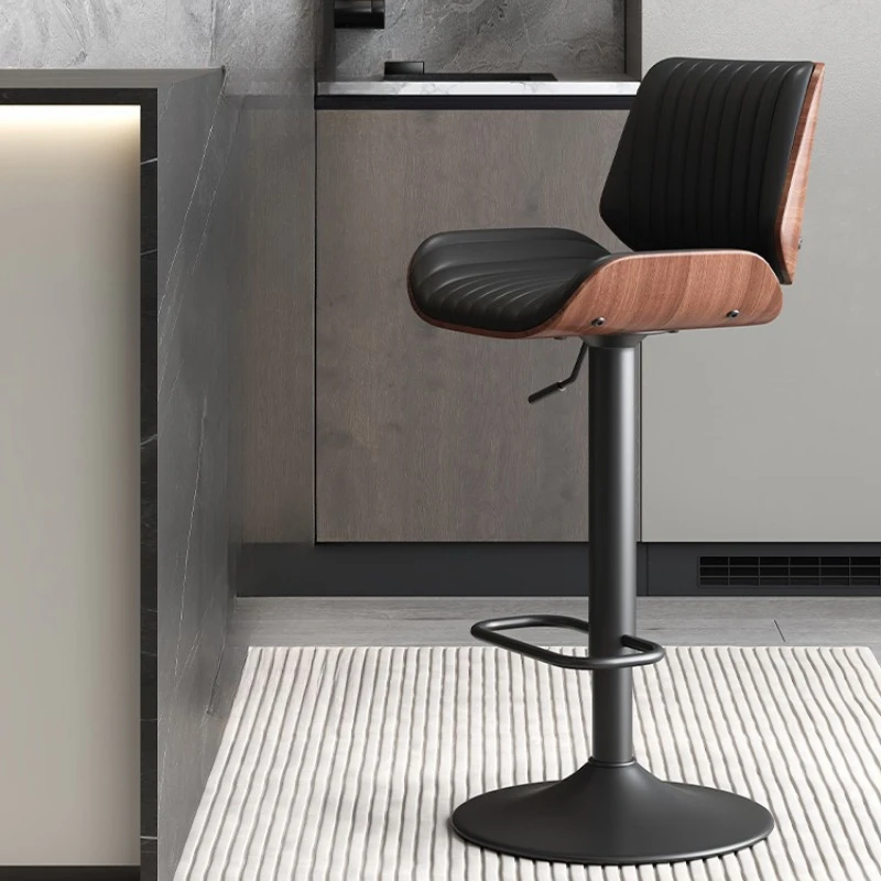 

solid wood high bar chair Home dining furniture Nordic leather bar stool Designer modern simple 아일랜드 식탁 의자 swivel bar stools