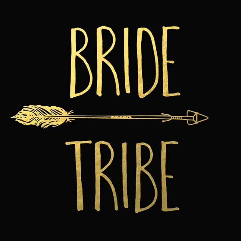 5pcs Team Bride Temporary Tattoo Stickers Bridesmaid Tribe Squad Golden Fake Tattoos Bachelorette Party Sticker Wedding Supplies