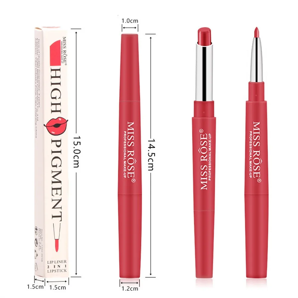 1 unidad de lápiz labial de doble apertura, 8 colores, mate, de larga duración, resistente al agua, tubo de lápiz labial mate, labios rojos desnudos, delineador de ojos, colorete, herramientas de belleza