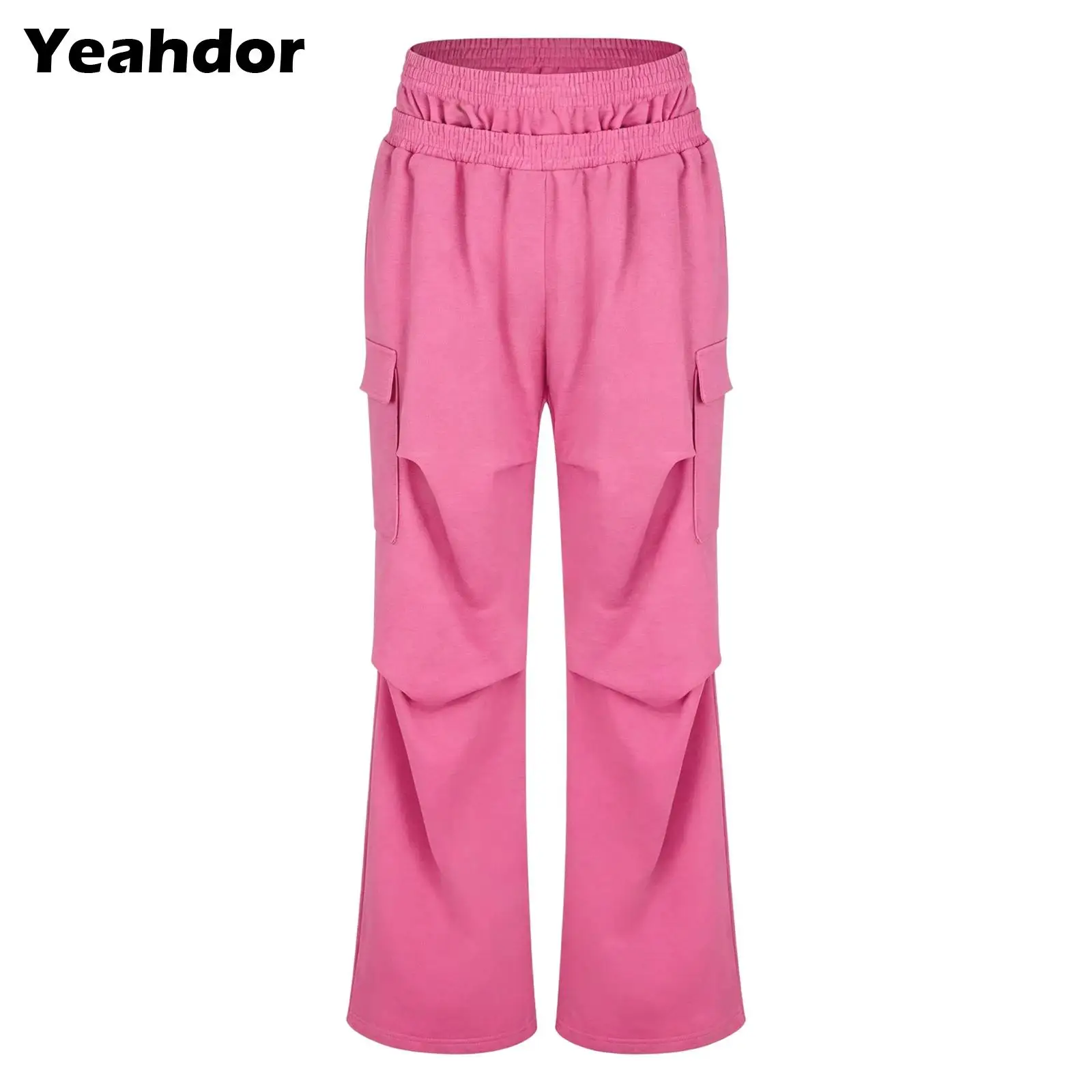 men-double-waistband-cargo-sweatpants-ruched-jazz-hip-hop-street-dance-wide-leg-trousers-sports-running-jogging-pants