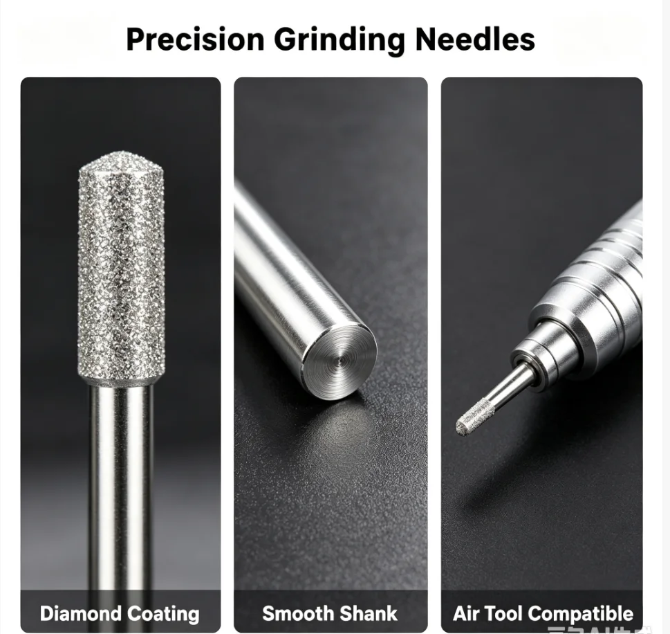 30Pcs 3/2.35mm Shank Diamond Burs Set Diamond Grinding Needles Hand Tools for Engraving Glass Ceramic Polishing Sanding