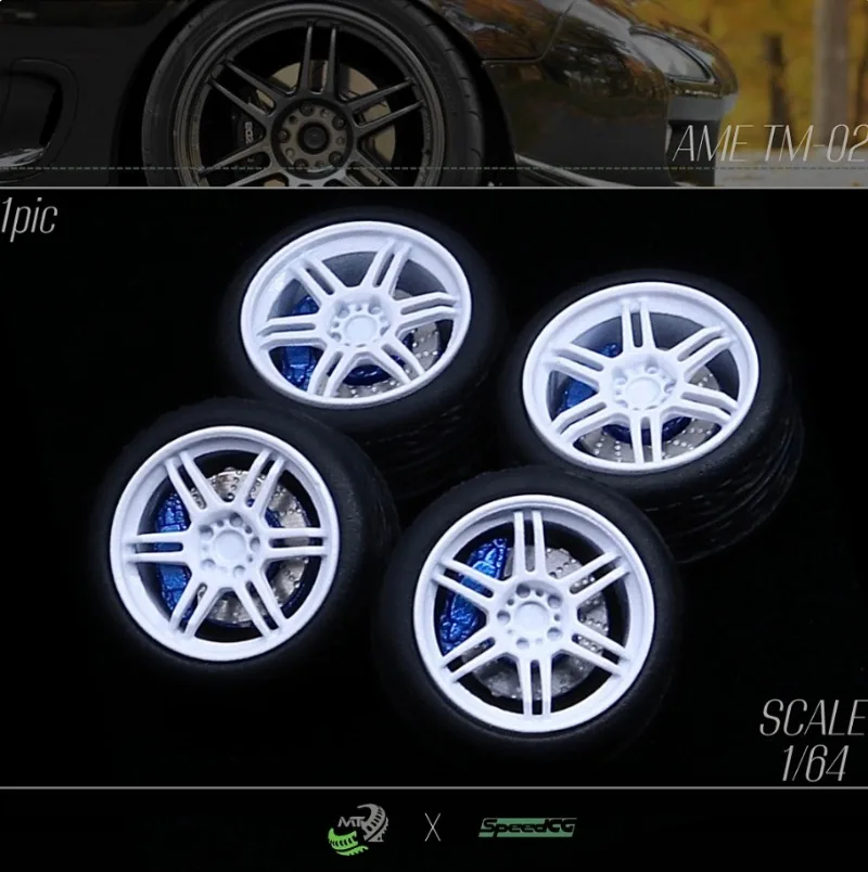 Resin Wheels Car Modified Wheel Hub 1/64 SpeedCG 78/77/76 9.4/10/11mm Rubber Tires Suitable for 1:64 Static Model Cars Boys Gift