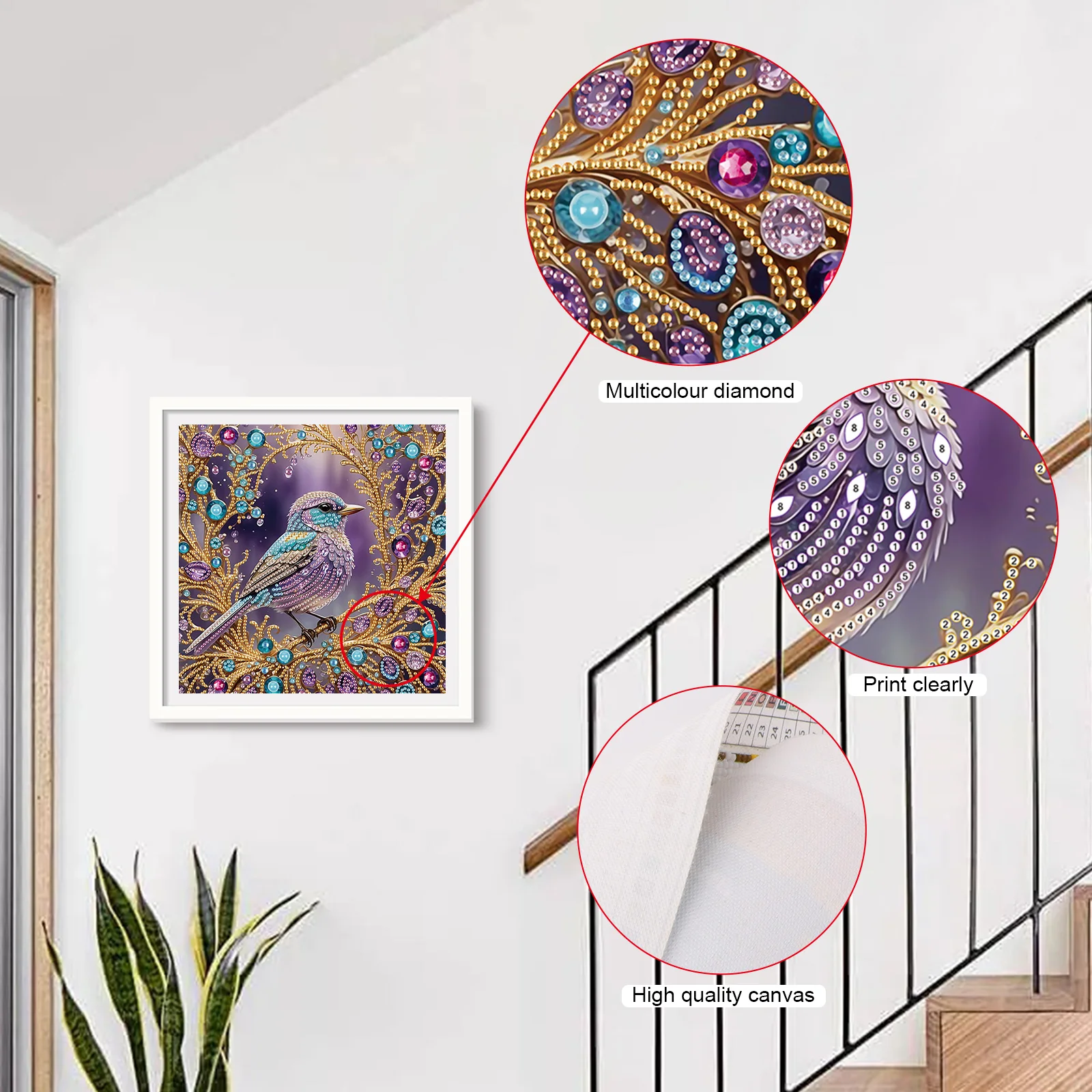 Special Shape Diamond Art Kits for Beginners and Adults,DIY Colorful birdDiamond Art Painting Kits for Home Wall Decoration Gift view 4