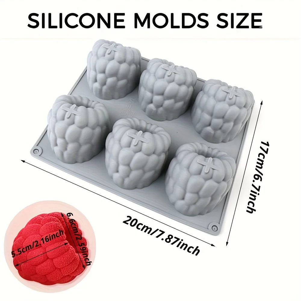 1 Large Raspberry Mousse Cake Mold Silicone Mold Baking 3D Raspberry Pudding Cake Silicone Mold Dessert Chocolate Mold Fruit Cake Decoration Tool Baking Mold