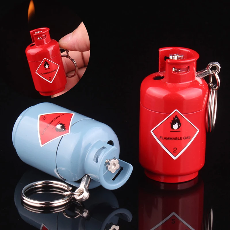 Creative fashion mini metal lighter keychain novel lighter inflatable gas tank cigarette butane gas fun lighter