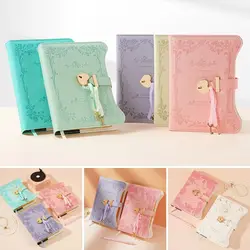 Business Gift with Love Lock Keys Diary Notebook B6 Size PU Leather Notepad 360 Pages Cute School Office Supplies