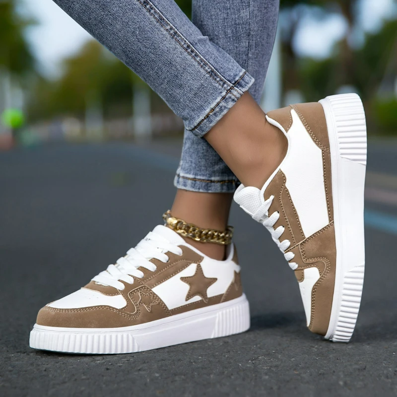 Men's Chunky Skate Sneakers, Men's Street Style Star Print Casual Trainers, Men's Lightweight Shock-Absorbing Footwear