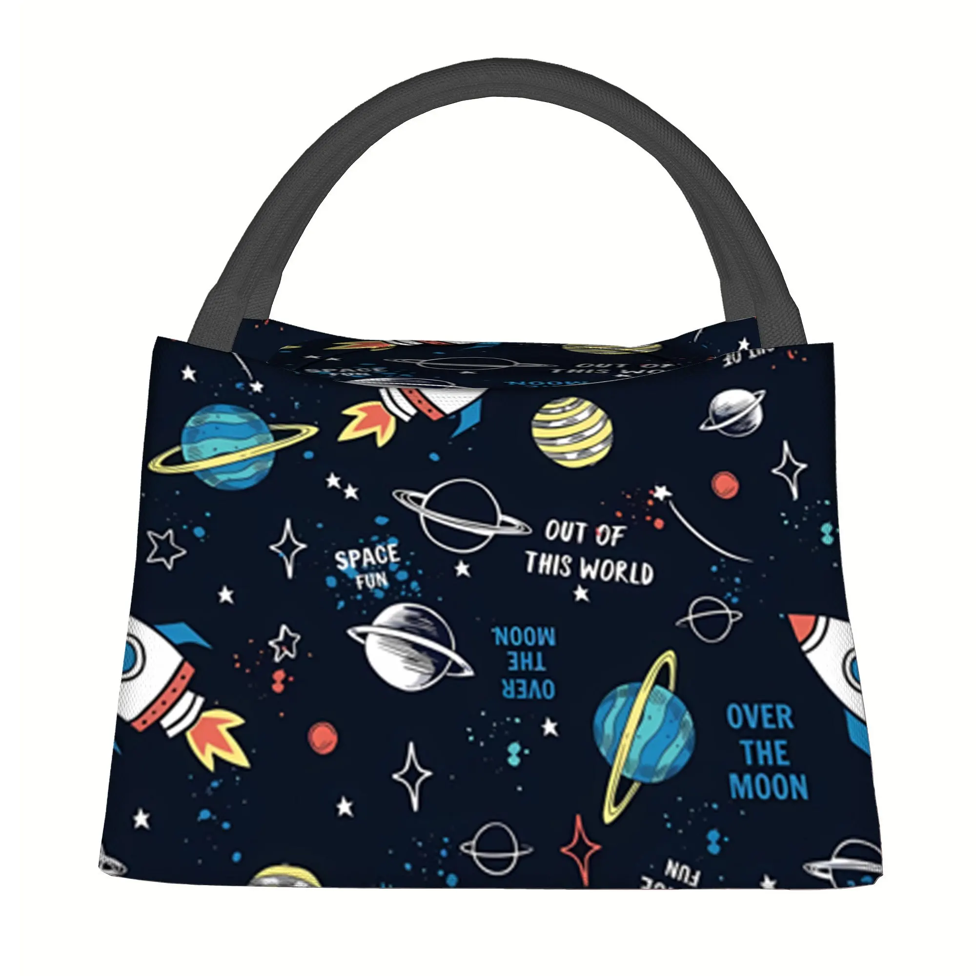Space Adventure Lunch Bag Insulated Cooler Tote Portable Reusable Thermal Handbag for Work