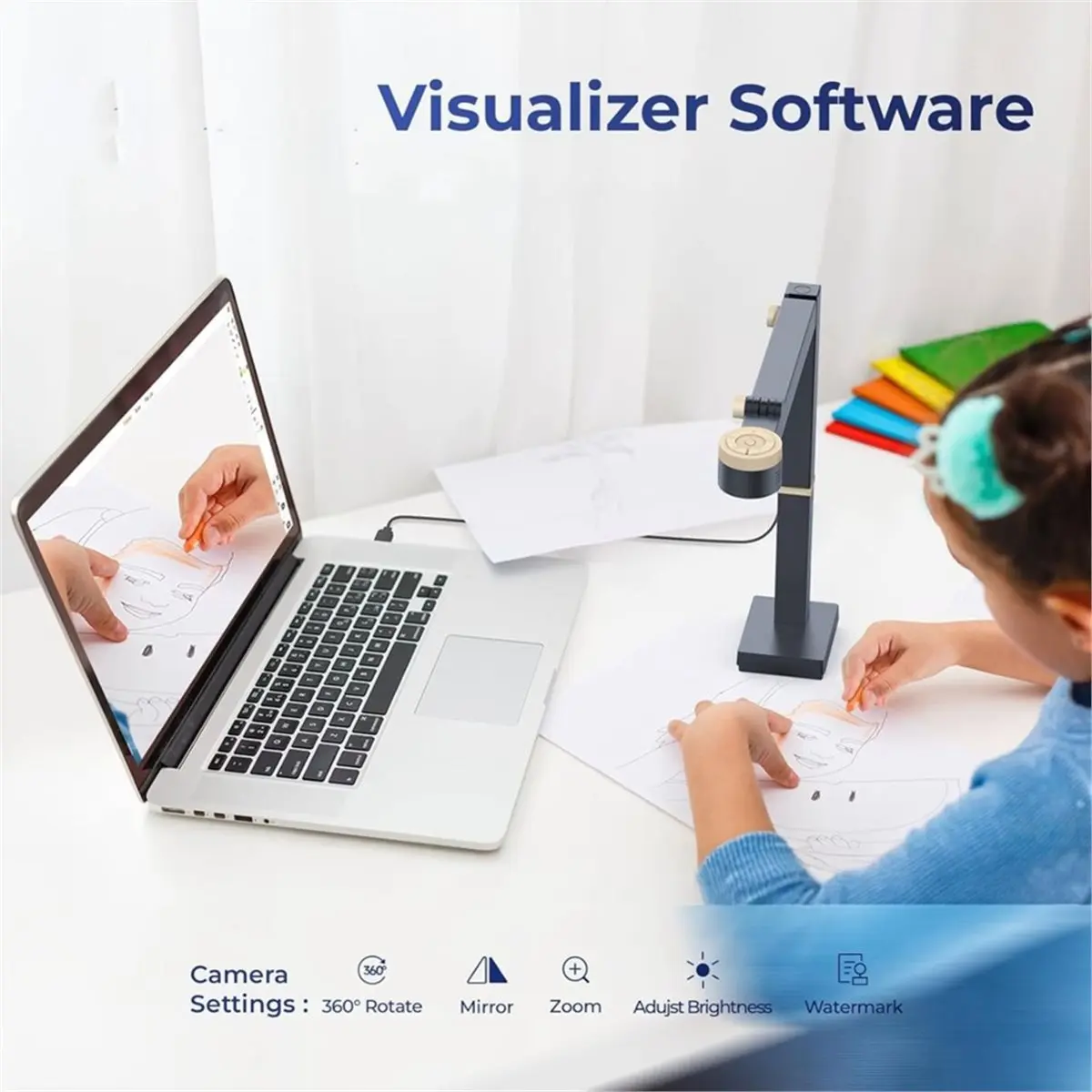 Fancy S Pro 12MP USB Document Camera 4K Webcam with Microphone and LED Light for Live Streaming, Web Conference