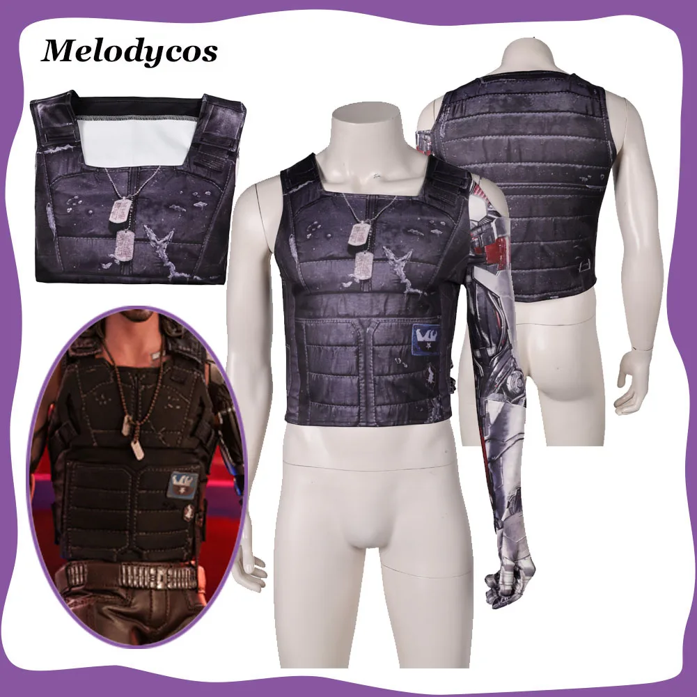 جوني كوسبلاي سيلفر هاند زي لعبة 2077 لعب الأدوار الرجال الذكور المطبوعة بلايز قمصان الكبار بنين هالوين كرنفال ملابس تنكرية #1