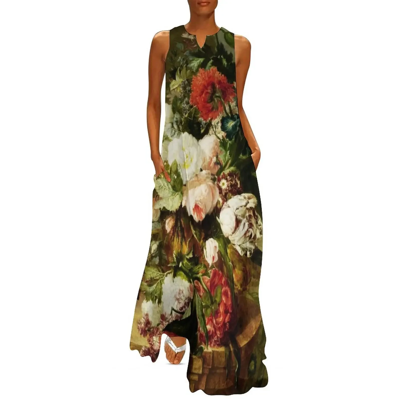 

Vintage Floral Oil Painting Long Dress luxury dresses prom dresses womens clothing Dress